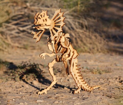 Laser Cut Dilophosaurus Dinosaur 3D Puzzle Model 3mm Free Vector