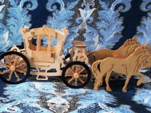 Laser Cut Royal Horse Carriage Horse Cart Free Vector