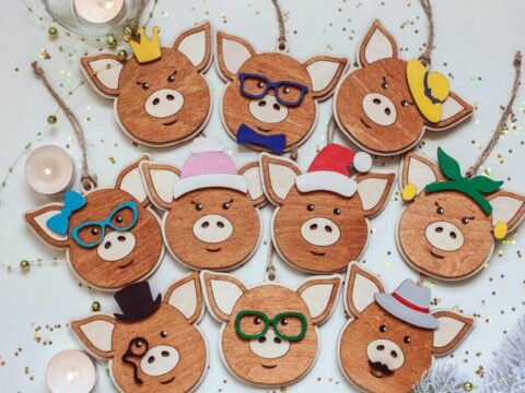 Laser Cut Set of Christmas Toys Free Vector