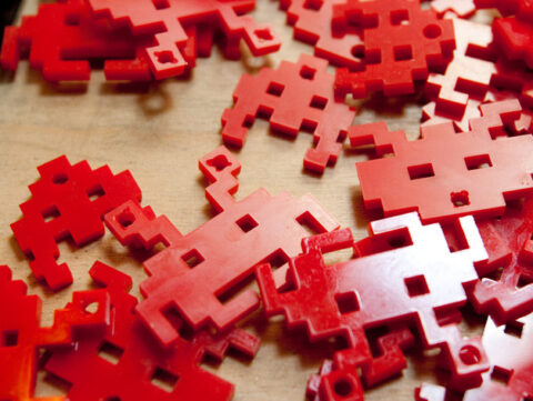 8bit Space Invader Ornaments DXF File