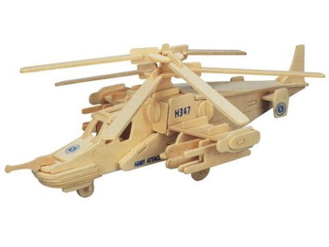 3D Wooden Helicopter Assembly Puzzle Free Vector