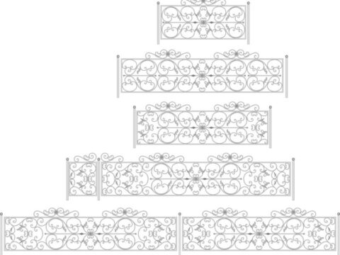 Decorative Black White Fences Set Free Vector