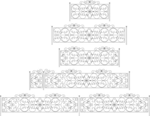 Decorative Black White Fences Set Free Vector