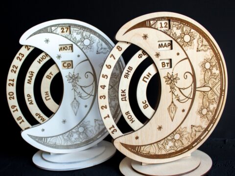 Laser Cut Wooden Perpetual Calendar Free Vector