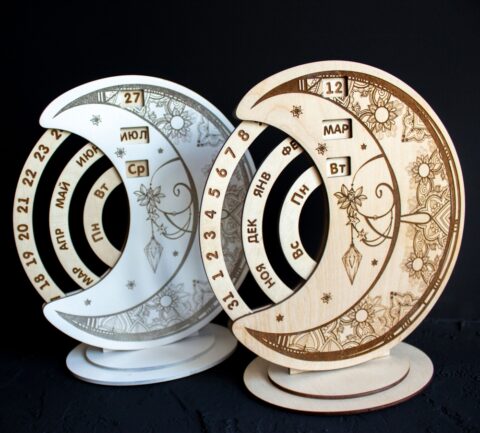 Laser Cut Wooden Perpetual Calendar Free Vector