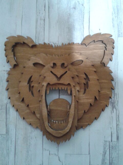 Bear Head 3D Laser Cut Free Vector