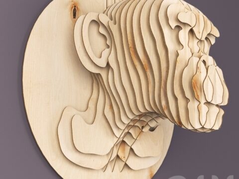 Monkey Head Plywood 3mm Free Vector