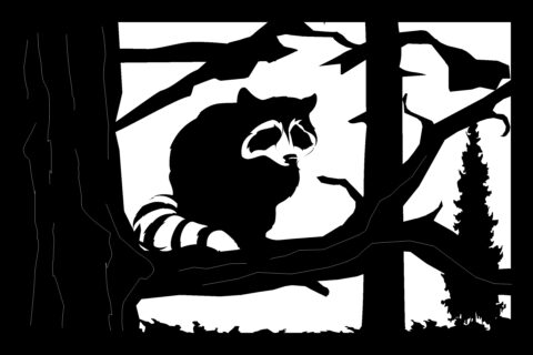 24 X 36 Racoon Tree Mountains Plasma Art DXF File
