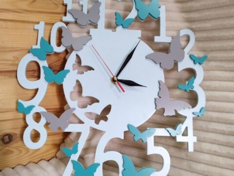 Butterfly Wall Clock Gift Ideas For Laser Cutting Free Vector