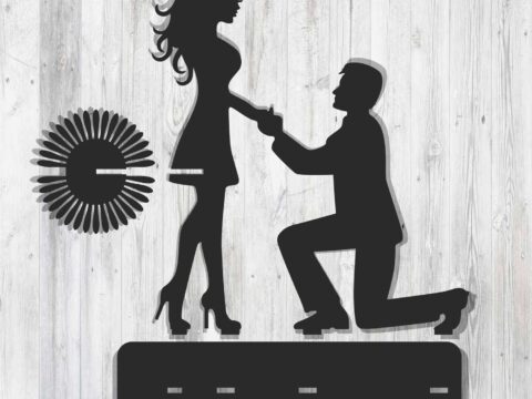 Laser Cut Couple Marriage Proposal Napkin Holder Free Vector