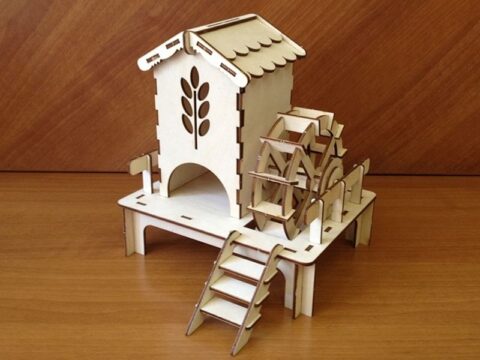 Laser Cut Watermill Tea House Free Vector