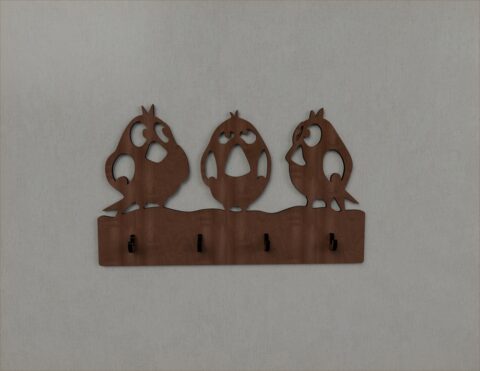 Laser Cut Sparrow Bird Wall Hanger Key Coat Hook Clothes Rack Free Vector