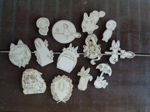 Laser Cut Engraved Miyazaki Animation Icons Magnets Free Vector