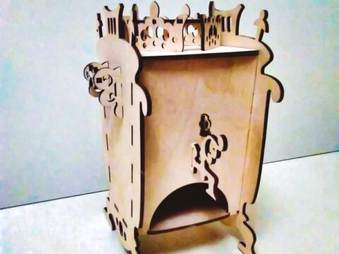 Laser Cut Samovar Shaped Tea House Tea Bag Dispenser Box DXF File