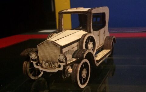 Laser Cut Retro Car Template Free Vector