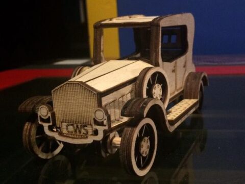 Laser Cut Retro Car Template Free Vector