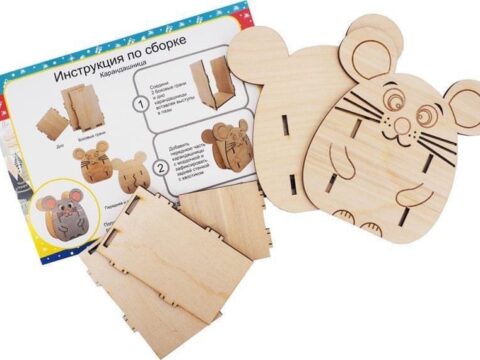 Laser Cut New Year Mouse Pencil Holder DXF File