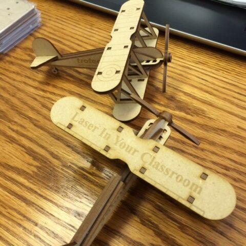 Bi Plane Laser Cut Wood Model (KIT) Free Vector