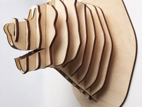 Bear Head 3D Puzzle Free Vector