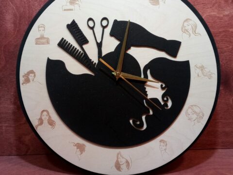 Laser Cut Beauty Salon Wall Clock Free Vector
