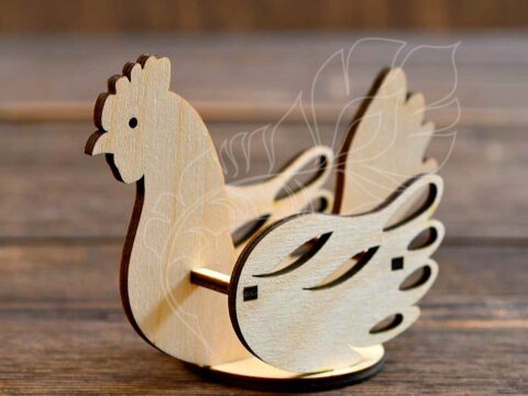Laser Cut Wooden Chicken Stand For Easter Egg 4mm Free Vector