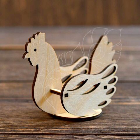 Laser Cut Wooden Chicken Stand For Easter Egg 4mm Free Vector