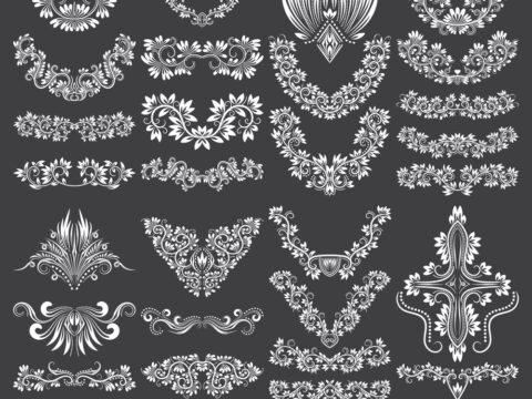 Decorative Floral Calligraphic Elements Free Vector