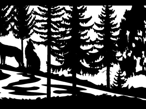 30 X 60 Two Wolves River B Plasma Metal Art DXF File