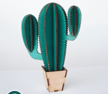 Wooden Cactus Laser Cut Free Vector