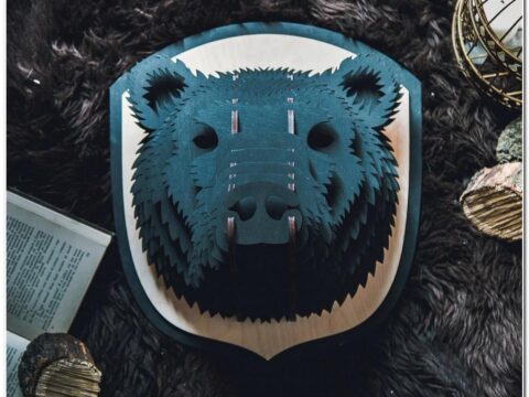 Laser Cut Bear Head Animal Trophy Wall Art Free Vector