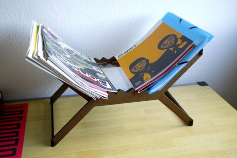Laser Cut Sliding Magazine Rack Organizer 5mm DXF File
