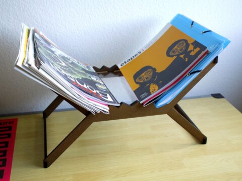 Laser Cut Sliding Magazine Rack Organizer 5mm DXF File
