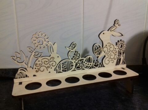 Easter Bunnies Egg Holder Laser Cut Template Free Vector