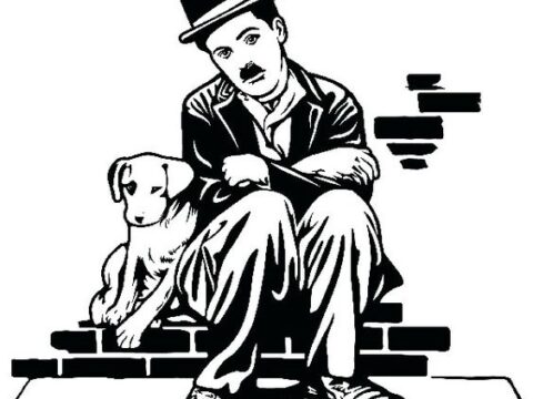 Charlie Chaplin Charlot Dog life Sticker dxf File