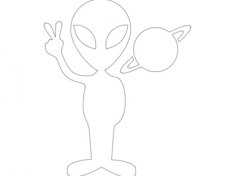 Alien With Planet dxf File