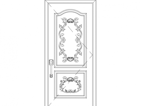 Wood Carved Door Single dxf File