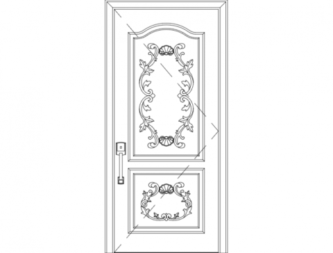 Wood Carved Door Single dxf File