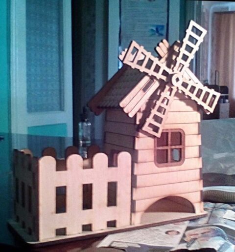 Laser Cut Tea House Mill Free Vector