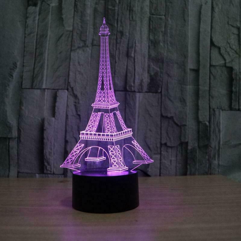 Laser Cut Eiffel Tower Acrylic 3D Illusion Lamp Free Vector