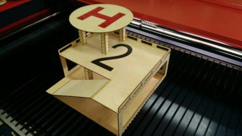 Laser Cut Wooden Heliport Parking Parking Ramp Free Vector