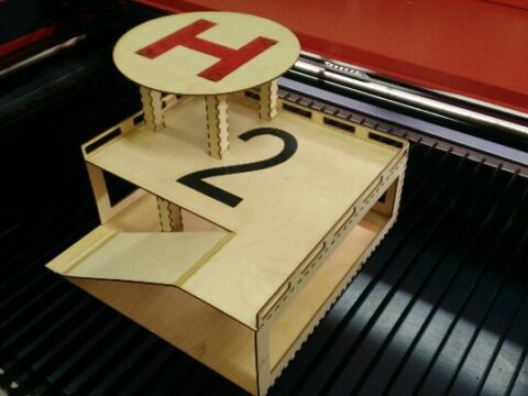 Laser Cut Wooden Heliport Parking Parking Ramp Free Vector