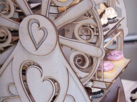 Laser Cut Ferris Wheel Cupcake Stand Free Vector