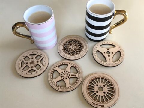 Laser Cut Wheel Coasters Free Vector