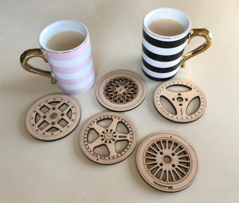 Laser Cut Wheel Coasters Free Vector