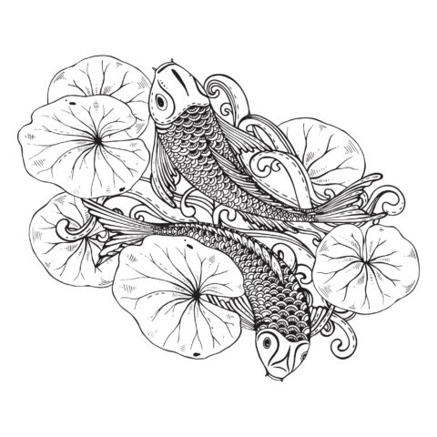 Boho Japanese Koi Fish Free Vector
