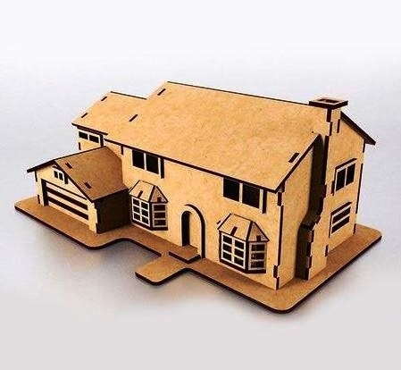 Laser Cut Wooden Simpsons House Model Free Vector