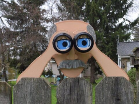 Laser Cut Peekin’ Pete Fence Peeker Fence Decoration Garden Yard Art Free Vector
