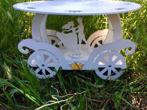 Laser Cut Cinderella Carriage Cake Stand For Wedding Or Birthday Free Vector