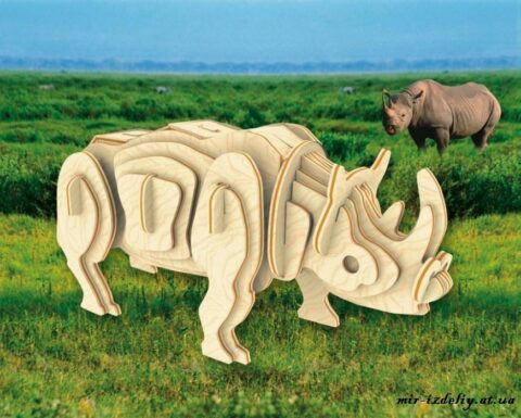 Rhino 3D Puzzle Laser Cut CNC Plans Free Vector