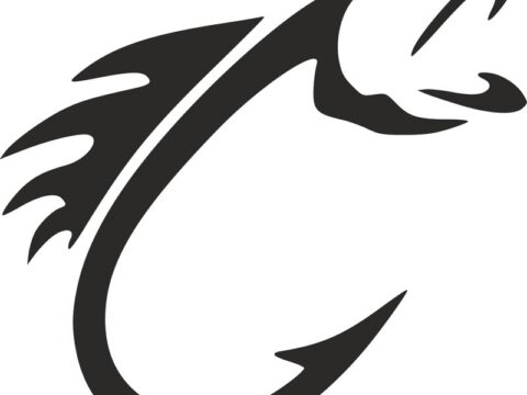 Fish Hook with Fish Decal Sticker dxf File